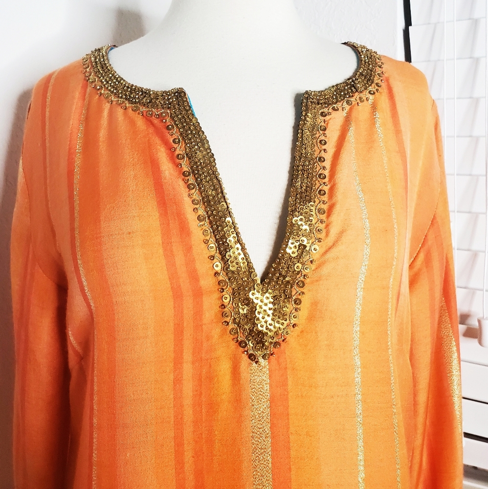 ARMAND DIRADOURIAN Handmade Woven Cashmere/Silk Jeweled Tunic M. - Picture 5 of 7
